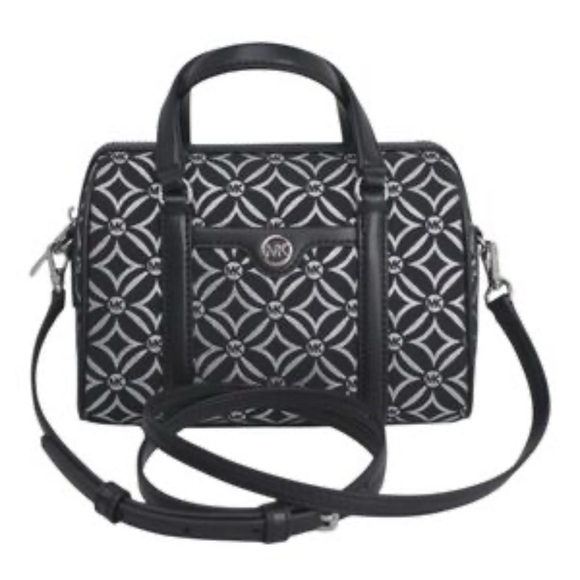 New! Michael Kors small crossbody duffle bag! Black/silver - Picture 1 of 8